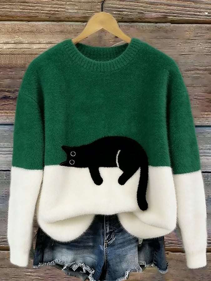 Women Sweater | Colourblock Relaxed Fit with Appliqué Detail