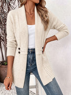 Women Cardigan | Open Front Ribbed Knit Relaxed Fit