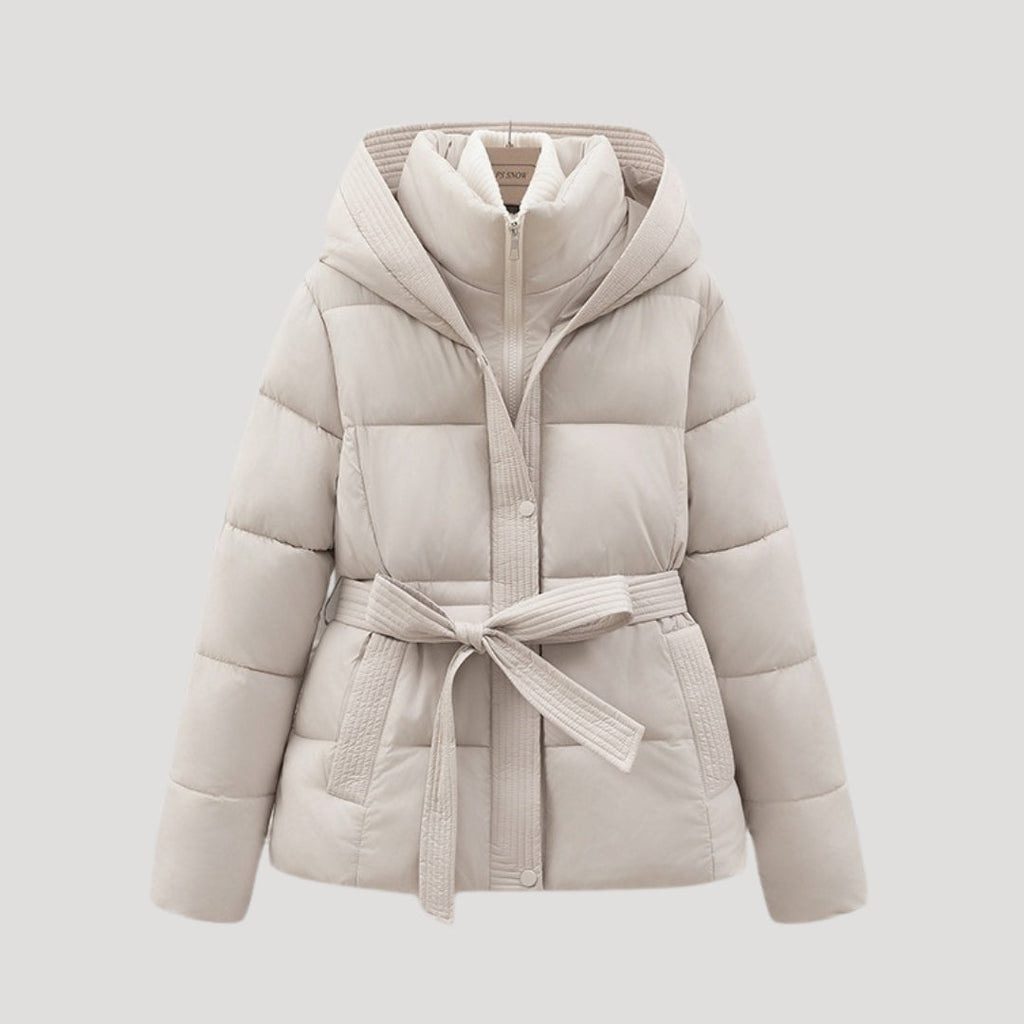 Women Coat | Quilted Belted Design with Attached Hood