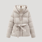 Women Coat | Quilted Belted Design with Attached Hood
