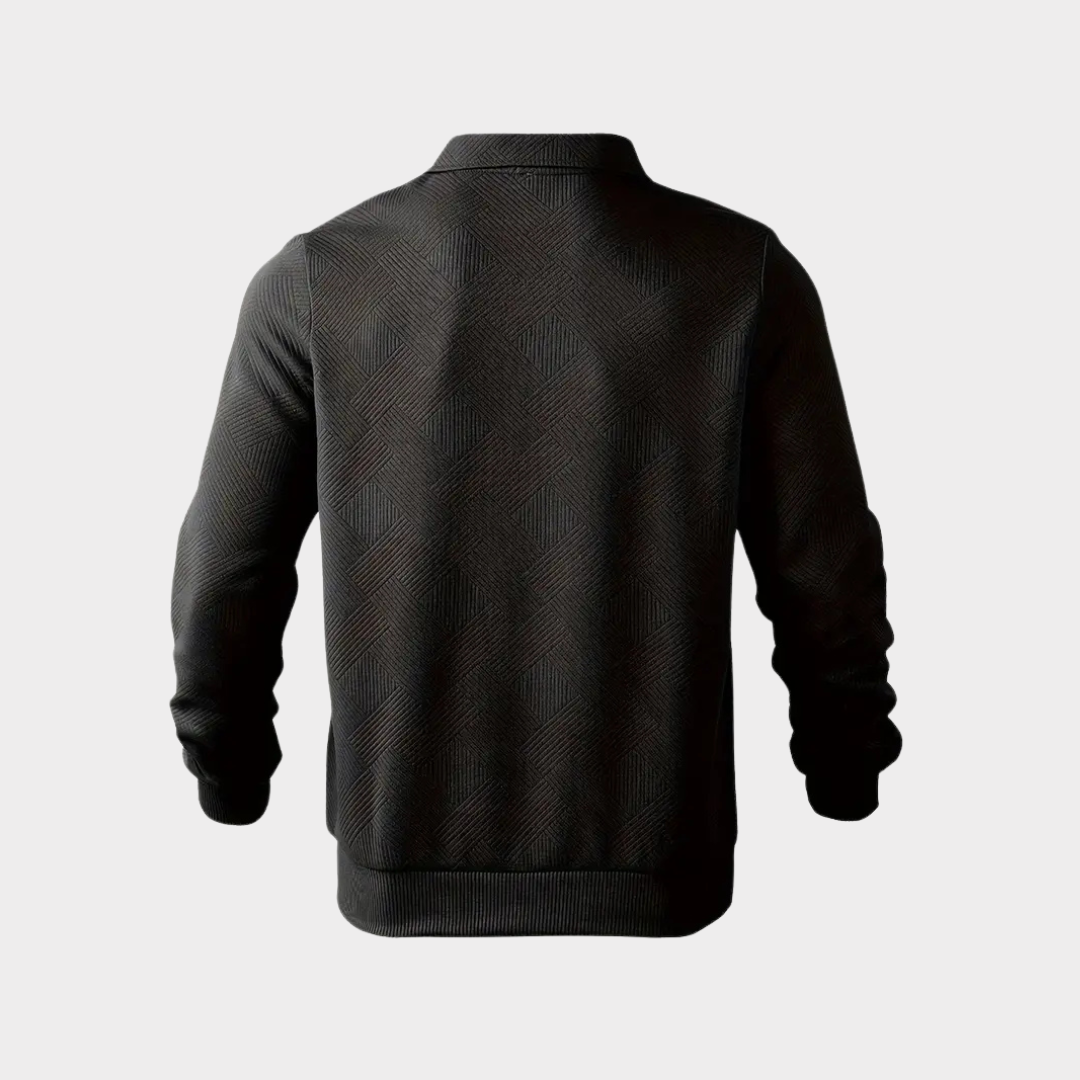 Men Sweater | Quarter-Zip Turtleneck with Geometric Knit Pattern