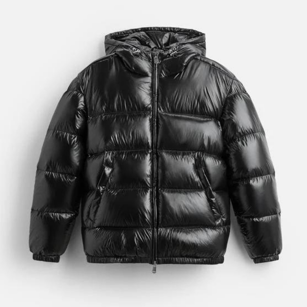 Men Puffer Jacket | Loose Fit with Attached Hood