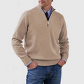 Men Sweater | Quarter-Zip Stand Collar with Ribbed Trim