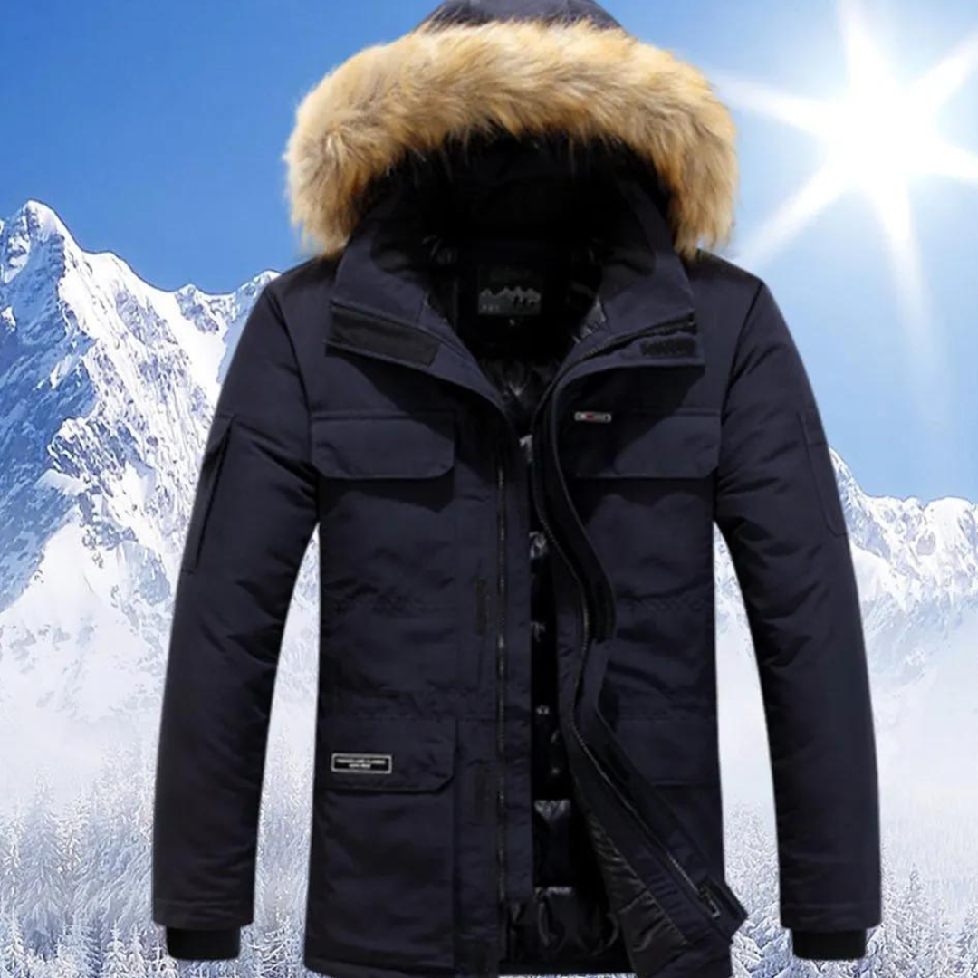 Men Parka | Insulated Hooded Mid-Length Zip-Front Design