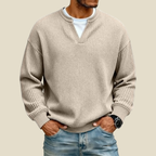 Men Sweatshirt | Relaxed Fit with Waffle Texture Detail
