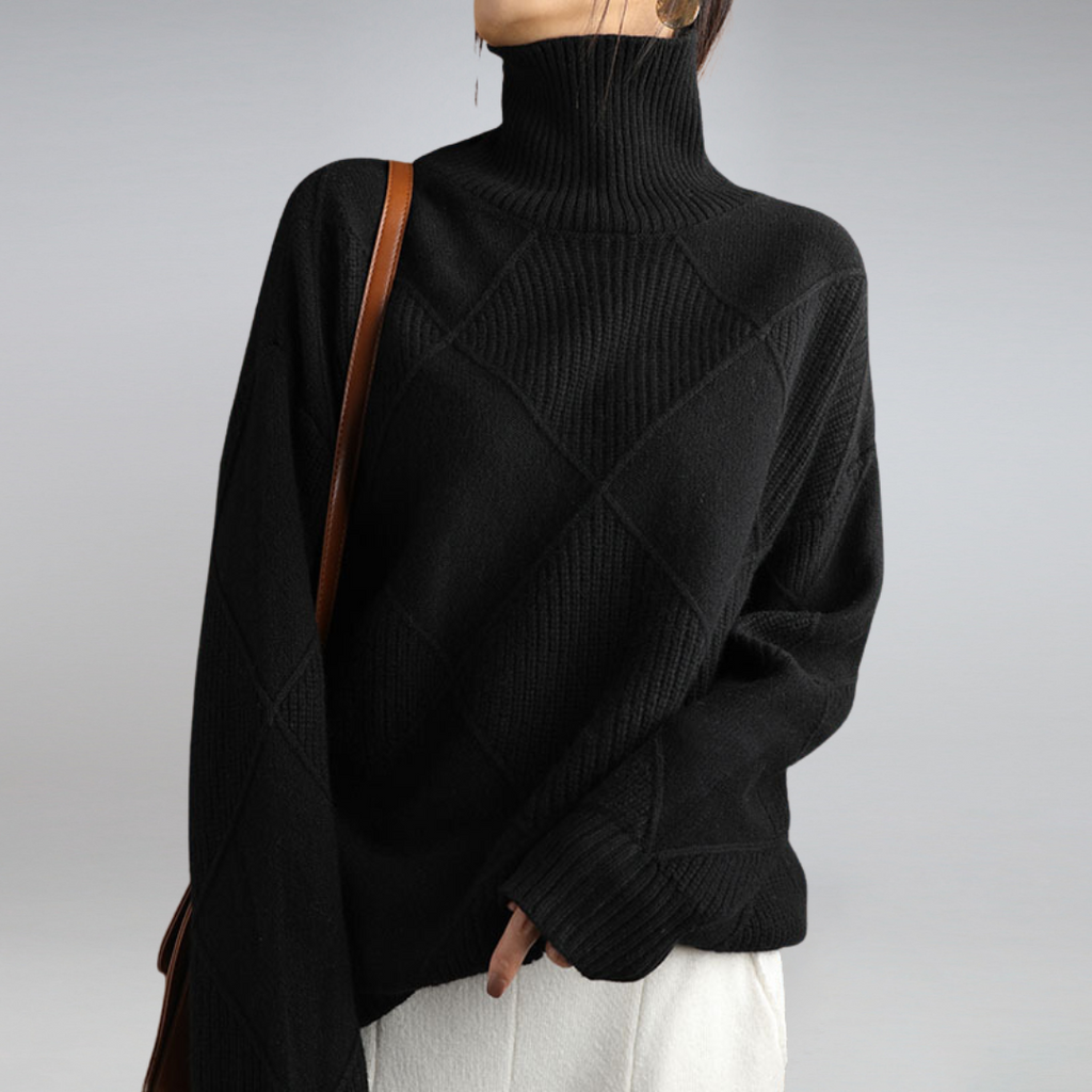 Women Sweater | Ribbed Knit Turtleneck Long Sleeve Fitted