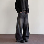 Men Jeans | Wide Leg Fit with Zip Fly and Whisker Fading