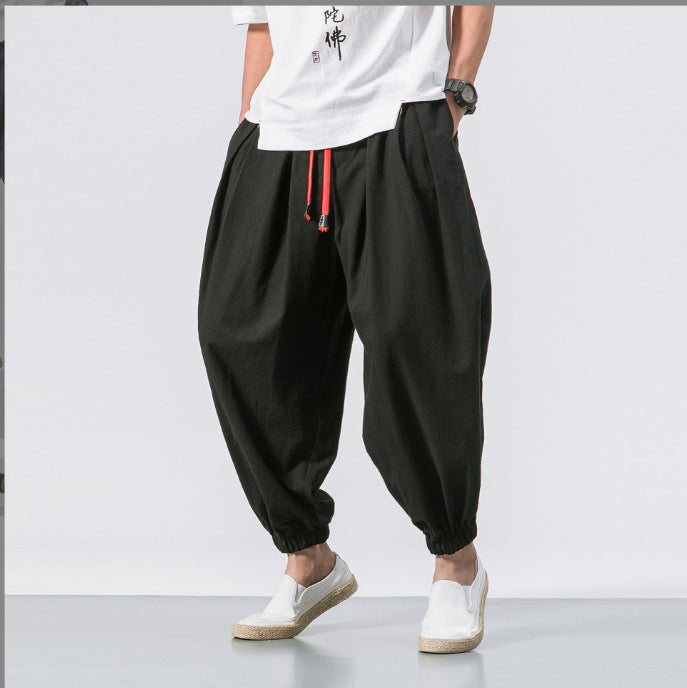 Men Trousers | Harem Fit with Elasticated Cuffs and Drawstring