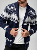Men Cardigan | Shawl Collar Fair Isle Pattern Button Front
