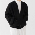 Men Cardigan | Zip-Up Crew Neck Ribbed Knit with Pockets