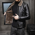 Men Jacket | Full-Zip Faux Leather with Faux Fur Collar