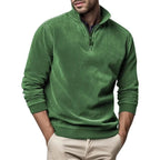 Men Sweater | Half-Zip Collar with Ribbed Cuffs and Hem