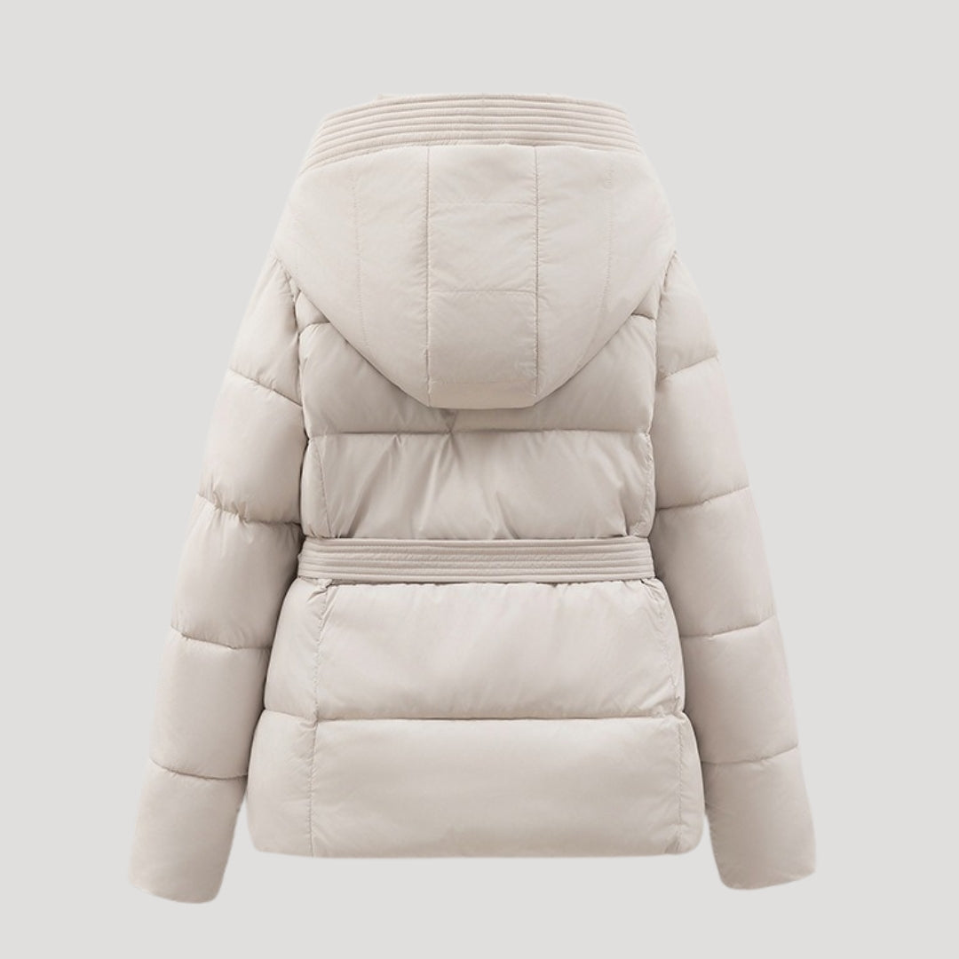 Women Coat | Quilted Belted Design with Attached Hood