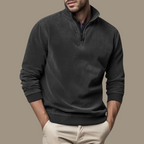 Men Sweater | Half-Zip Collar with Ribbed Cuffs and Hem