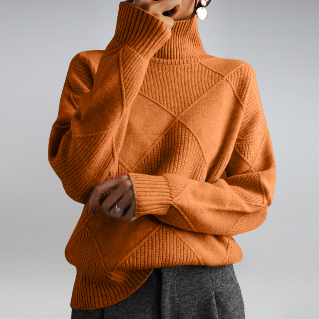 Women Sweater | Ribbed Knit Turtleneck Long Sleeve Fitted