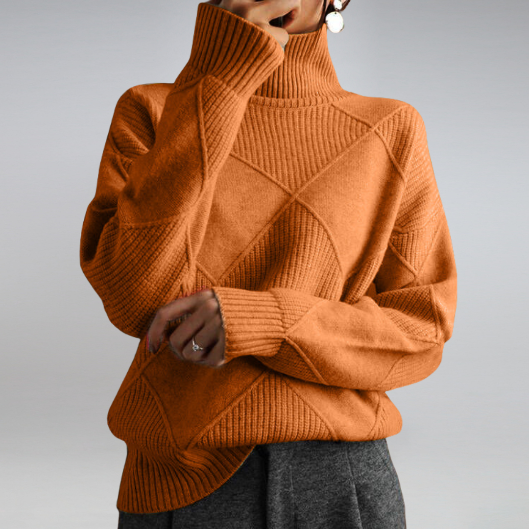 Women Sweater | Ribbed Knit Turtleneck Long Sleeve Fitted