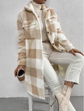 Women Coat | Longline Check Teddy with Button Front