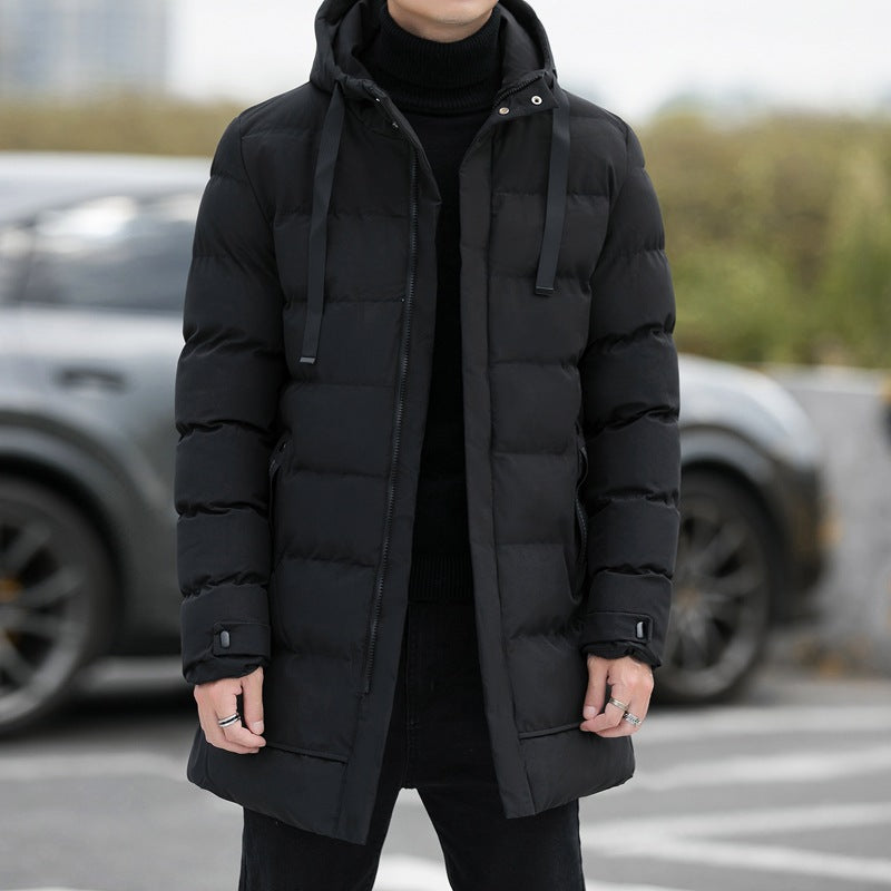 Men Puffer Jacket | Hooded Long Fit with Toggle Cuffs
