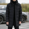 Men Puffer Jacket | Hooded Long Fit with Toggle Cuffs