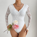 Women Lace Top | Long Sleeve Sweetheart Neckline Fitted Cut