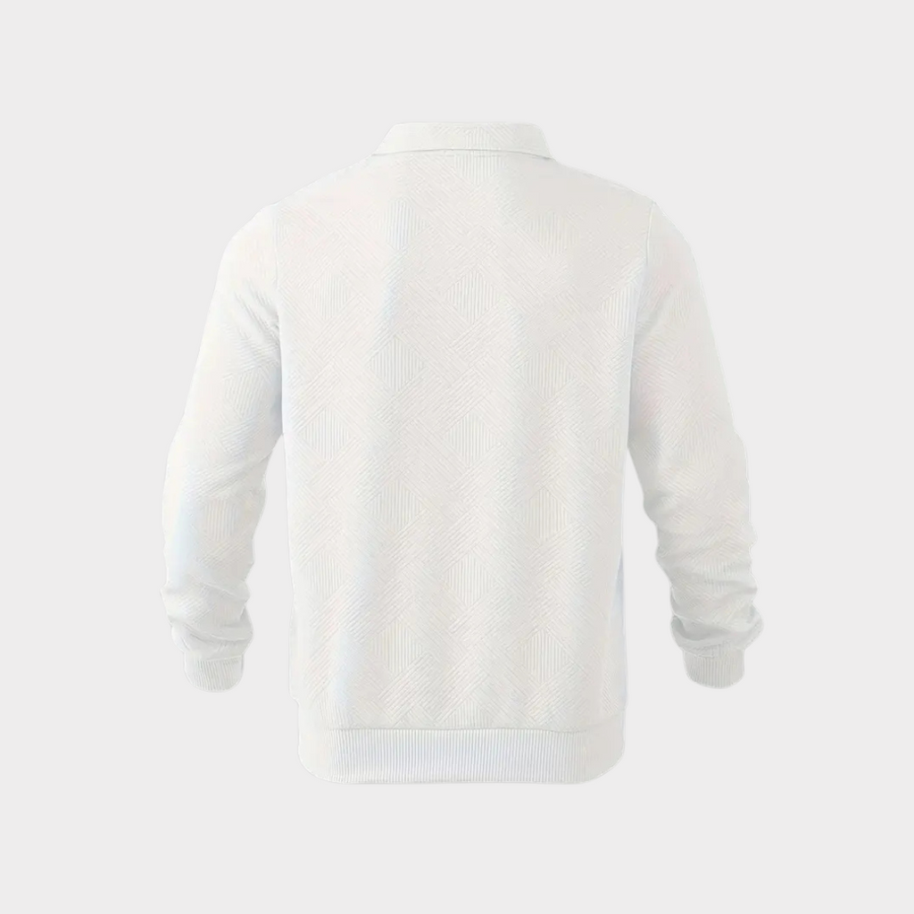 Men Sweater | Quarter-Zip Turtleneck with Geometric Knit Pattern