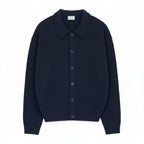 Men Cardigan | Ribbed Knit with Collared Button-Front