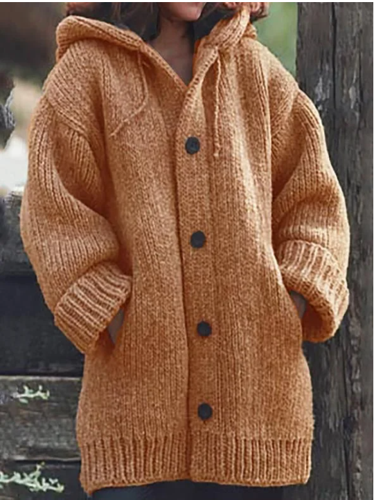 Women Cardigan | Oversized Longline Fit with Hood and Buttons