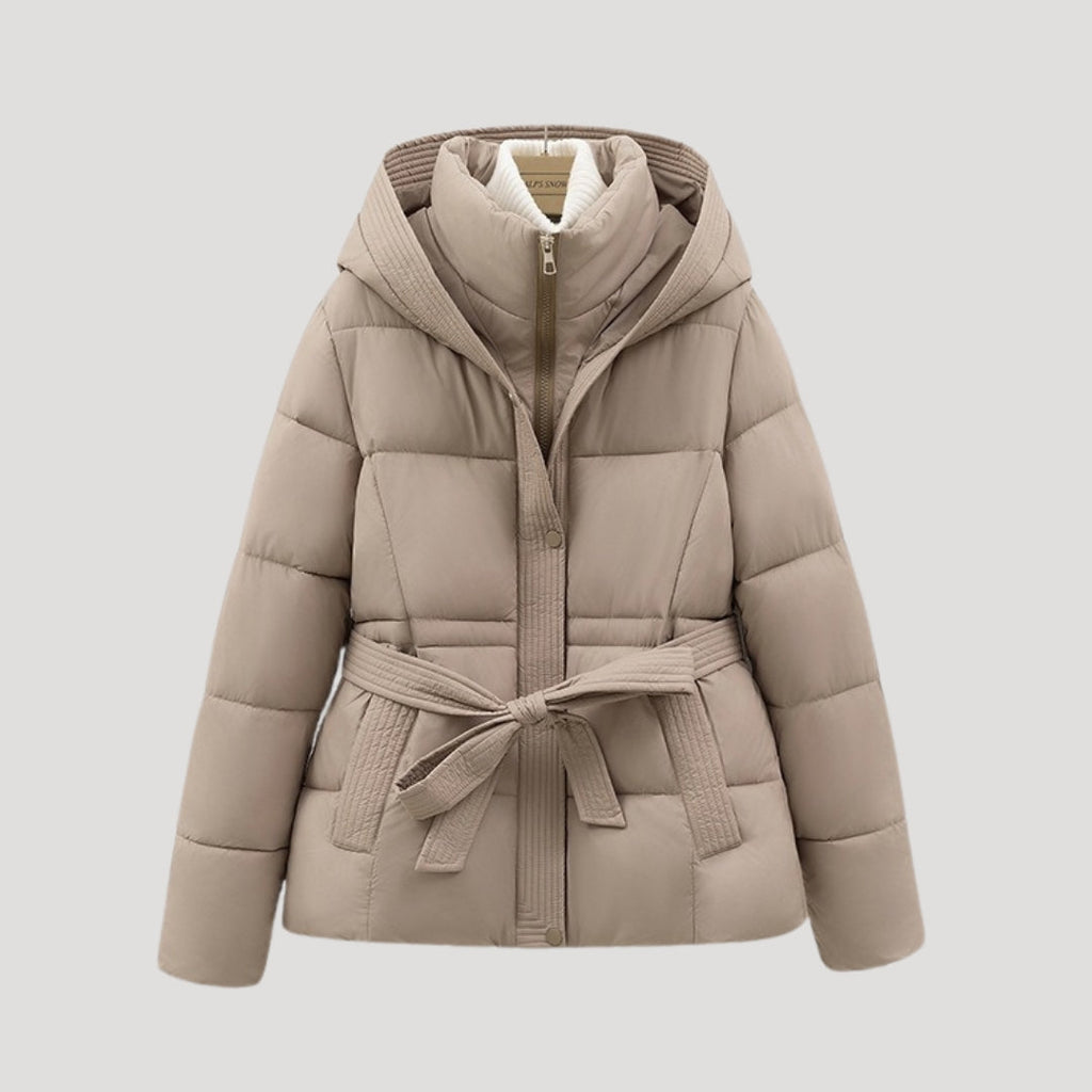 Women Coat | Quilted Belted Design with Attached Hood