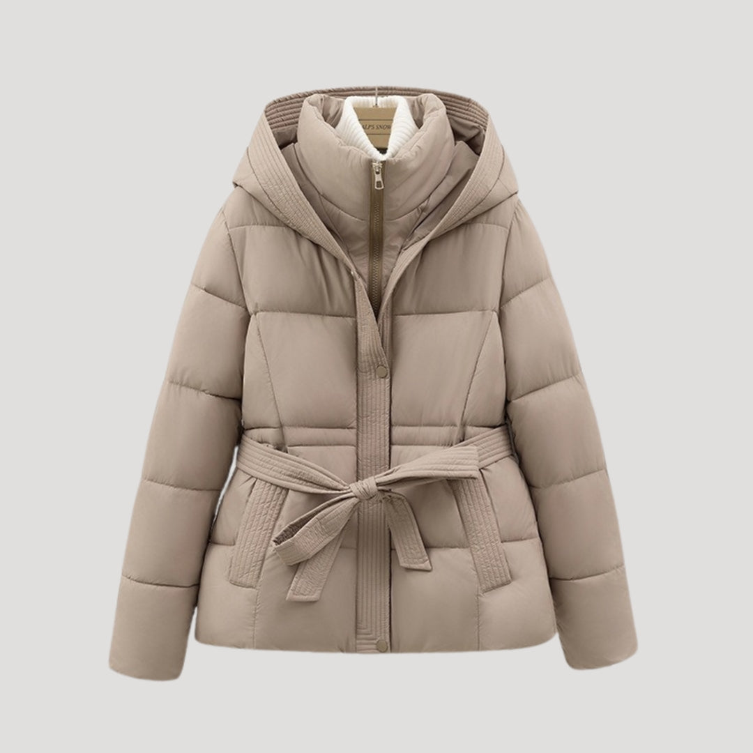 Women Coat | Quilted Belted Design with Attached Hood