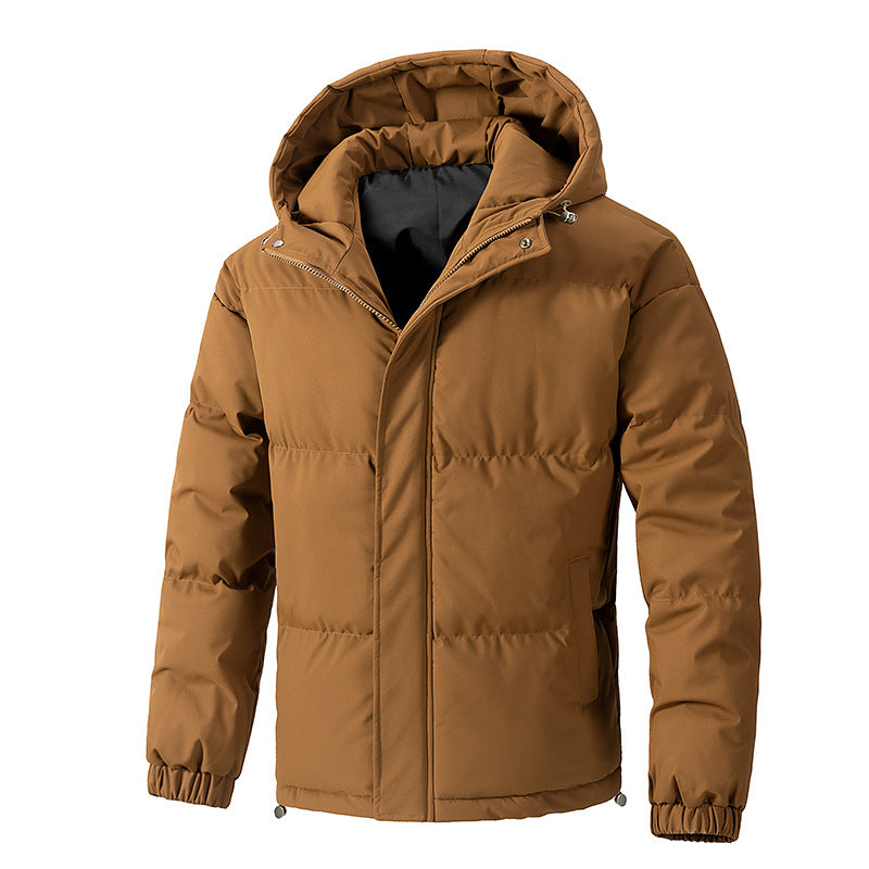 Men Jacket | Quilted Loose Fit with Attached Hood Winter