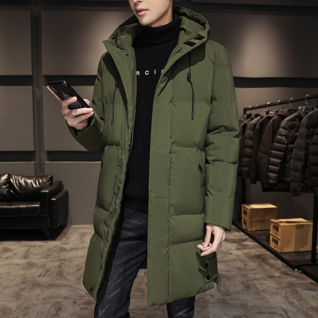 Men Puffer Coat | Long Quilted Cut with Detachable Hood