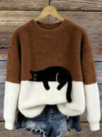 Women Sweater | Colourblock Relaxed Fit with Appliqué Detail