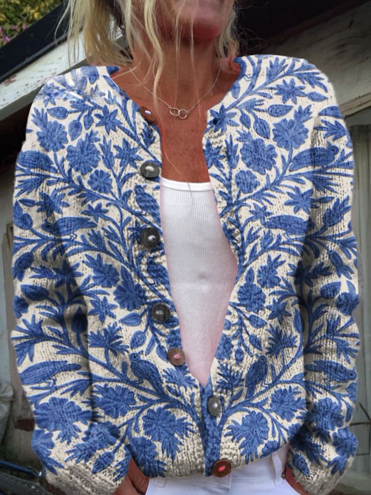 Women Cardigan | Floral Embroidery with Button Front Closure