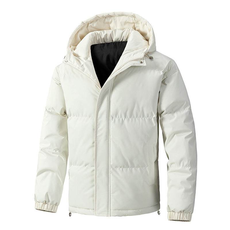 Men Jacket | Quilted Loose Fit with Attached Hood Winter