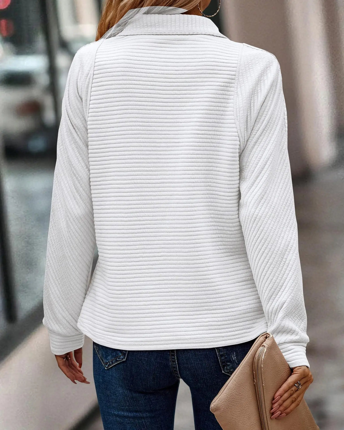 Women Sweater | V-Neck Design with Zipper Front Closure