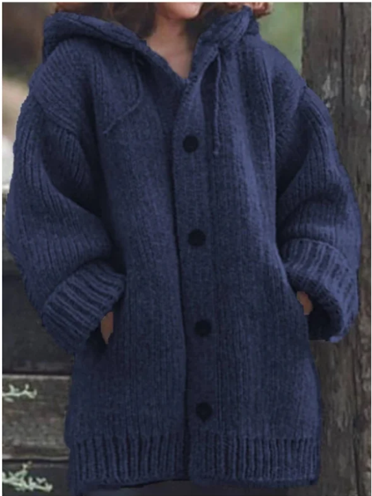 Women Cardigan | Oversized Longline Fit with Hood and Buttons