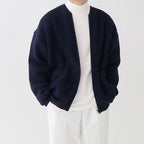 Men Cardigan | Zip-Up Crew Neck Ribbed Knit with Pockets