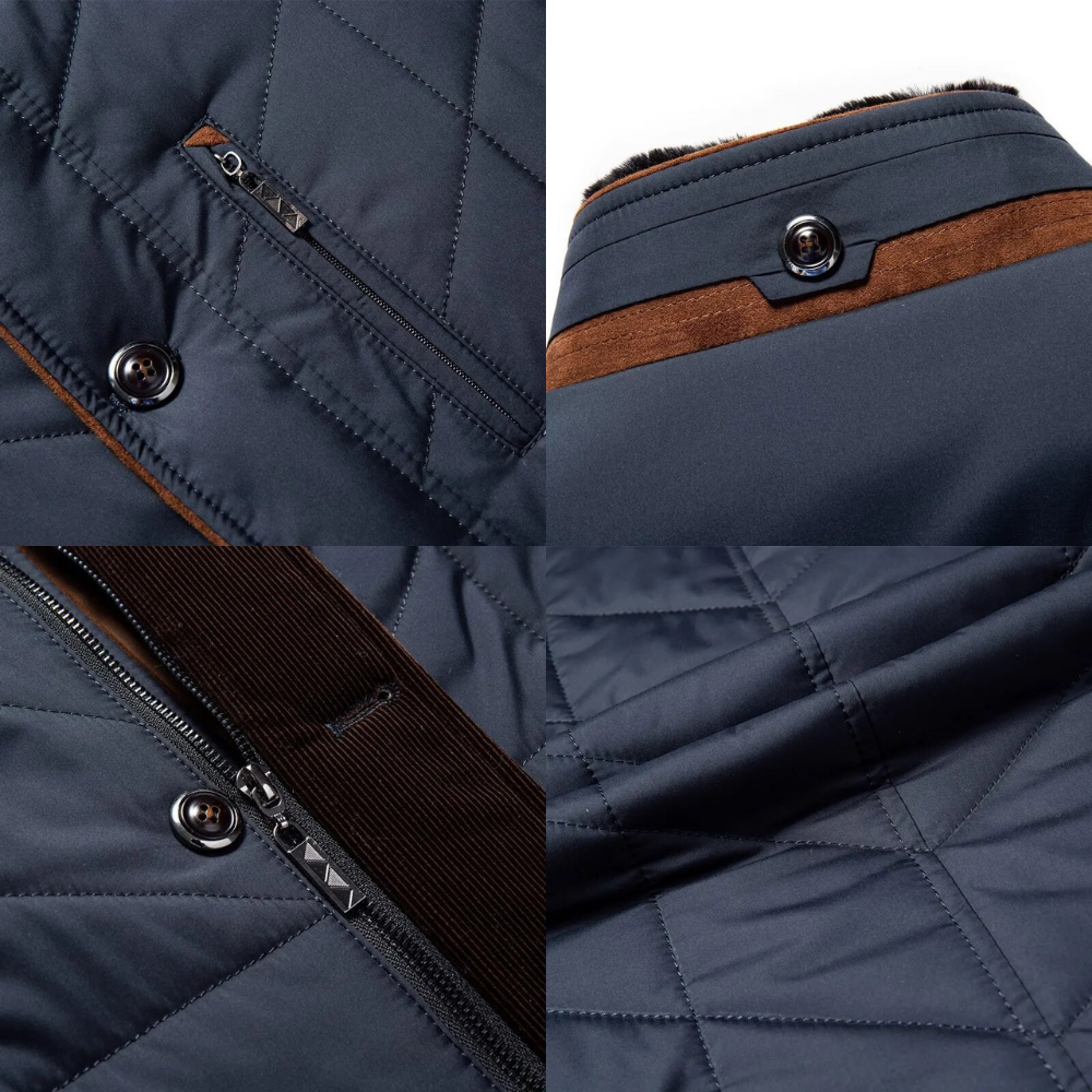 Men Jacket | Padded Insulated Hip-Length Stand Collar Zip