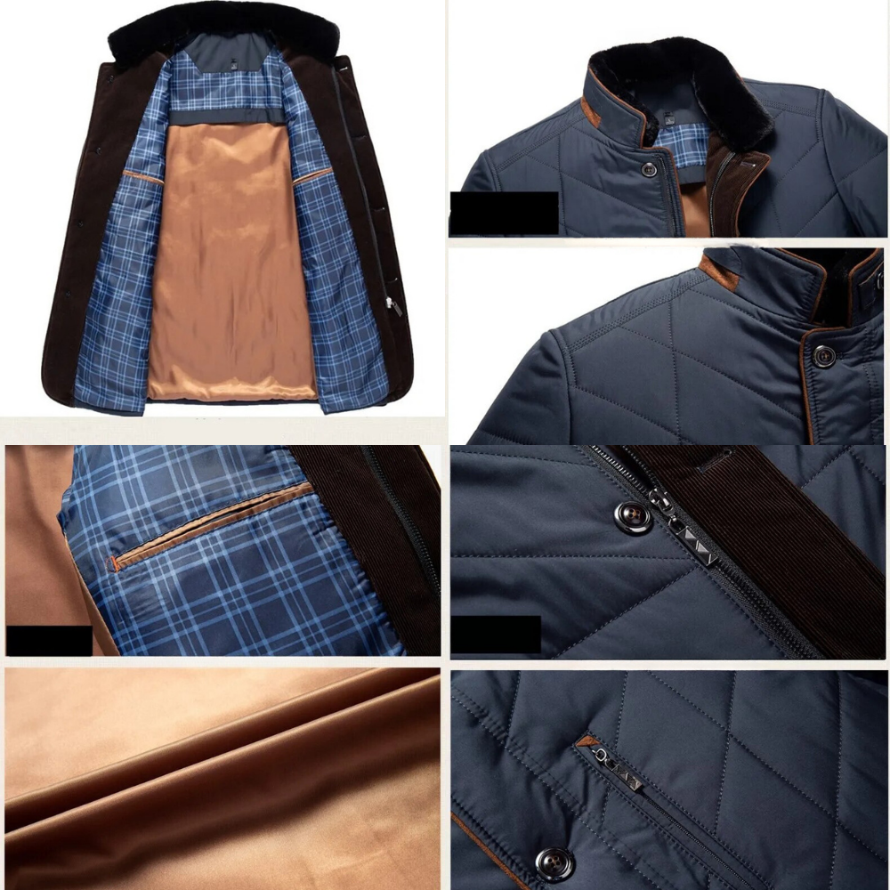 Men Jacket | Padded Insulated Hip-Length Stand Collar Zip