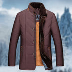 Men Jacket | Padded Insulated Hip-Length Stand Collar Zip