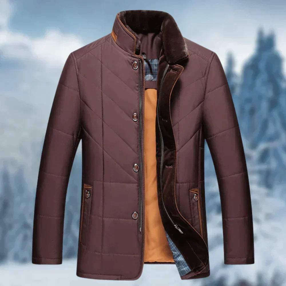 Men Jacket | Padded Insulated Hip-Length Stand Collar Zip