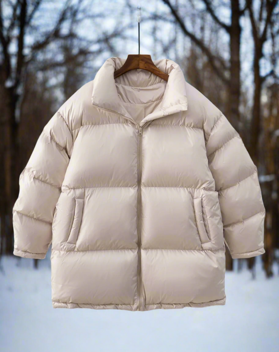 Women Coat | Quilted High Collar Loose Fit with Elastic Cuffs