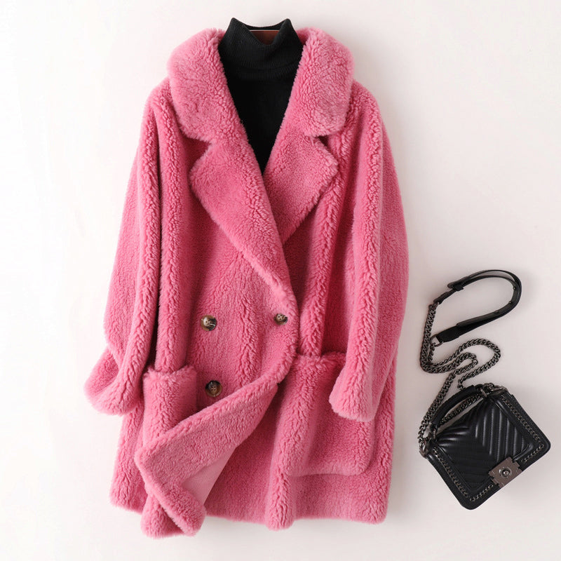 Women Coat | Double-Breasted Relaxed Fit with Patch Pockets
