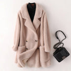 Women Coat | Double-Breasted Relaxed Fit with Patch Pockets