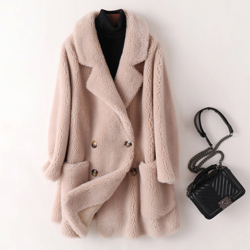Women Coat | Double-Breasted Relaxed Fit with Patch Pockets