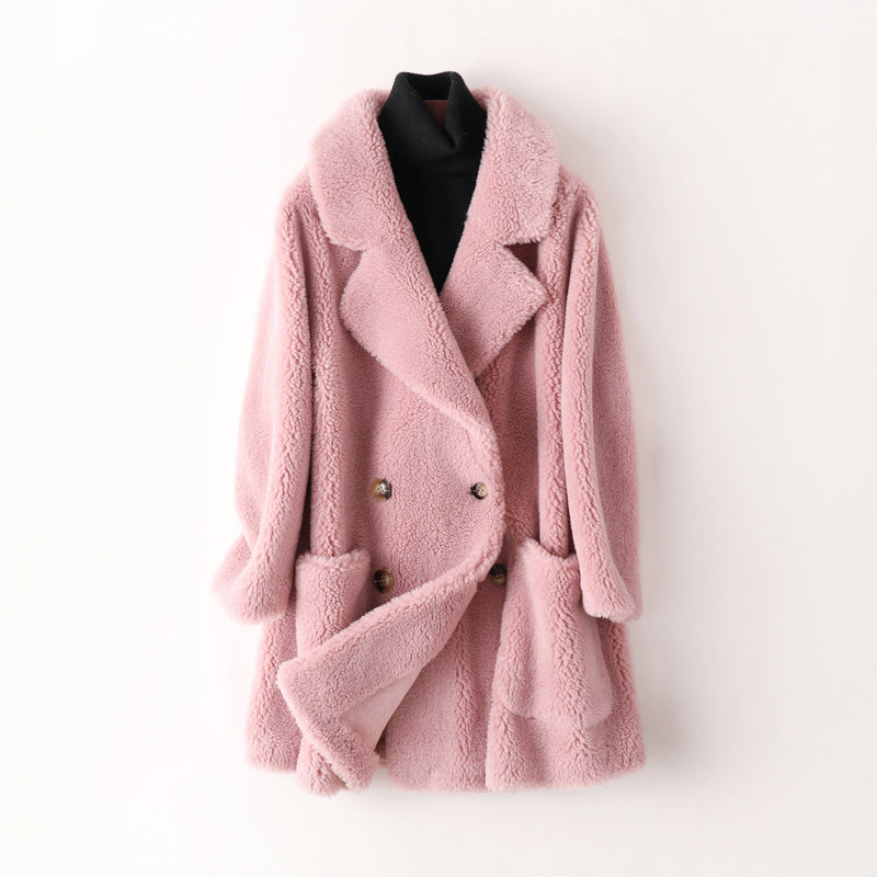 Women Coat | Double-Breasted Relaxed Fit with Patch Pockets