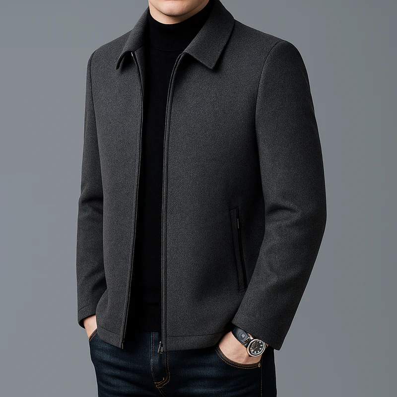 Men Jacket | Slim Fit Full-Zip with Spread Collar Design