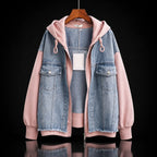 Women Jacket | Oversized Denim with Hood and Zip Front