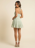 Babydoll Dress Women V Neck Loose Fit Layered Ruffles