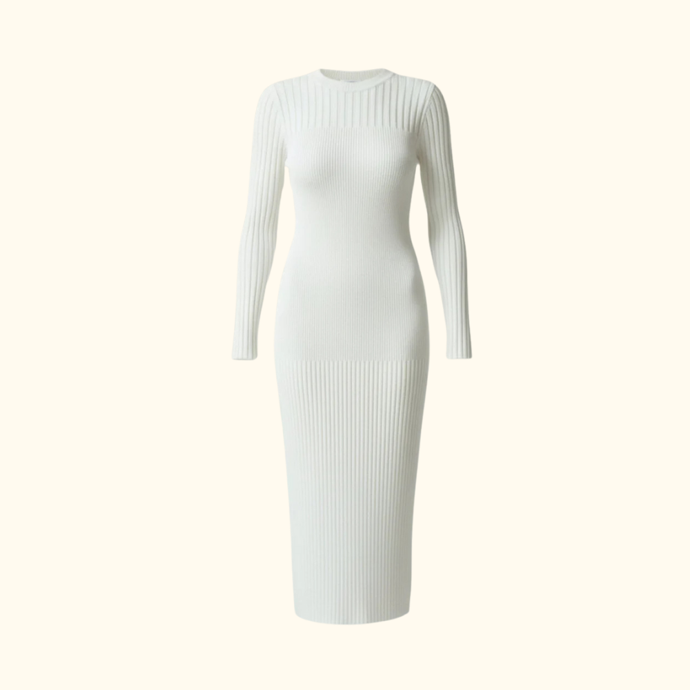 Bodycon Midi Dress Women Crew Neckline Style